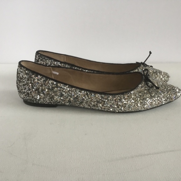 Old Navy Silver Glitter Bow-Tie Ballet Flat Shoes for Women 10 - Picture 3 of 6